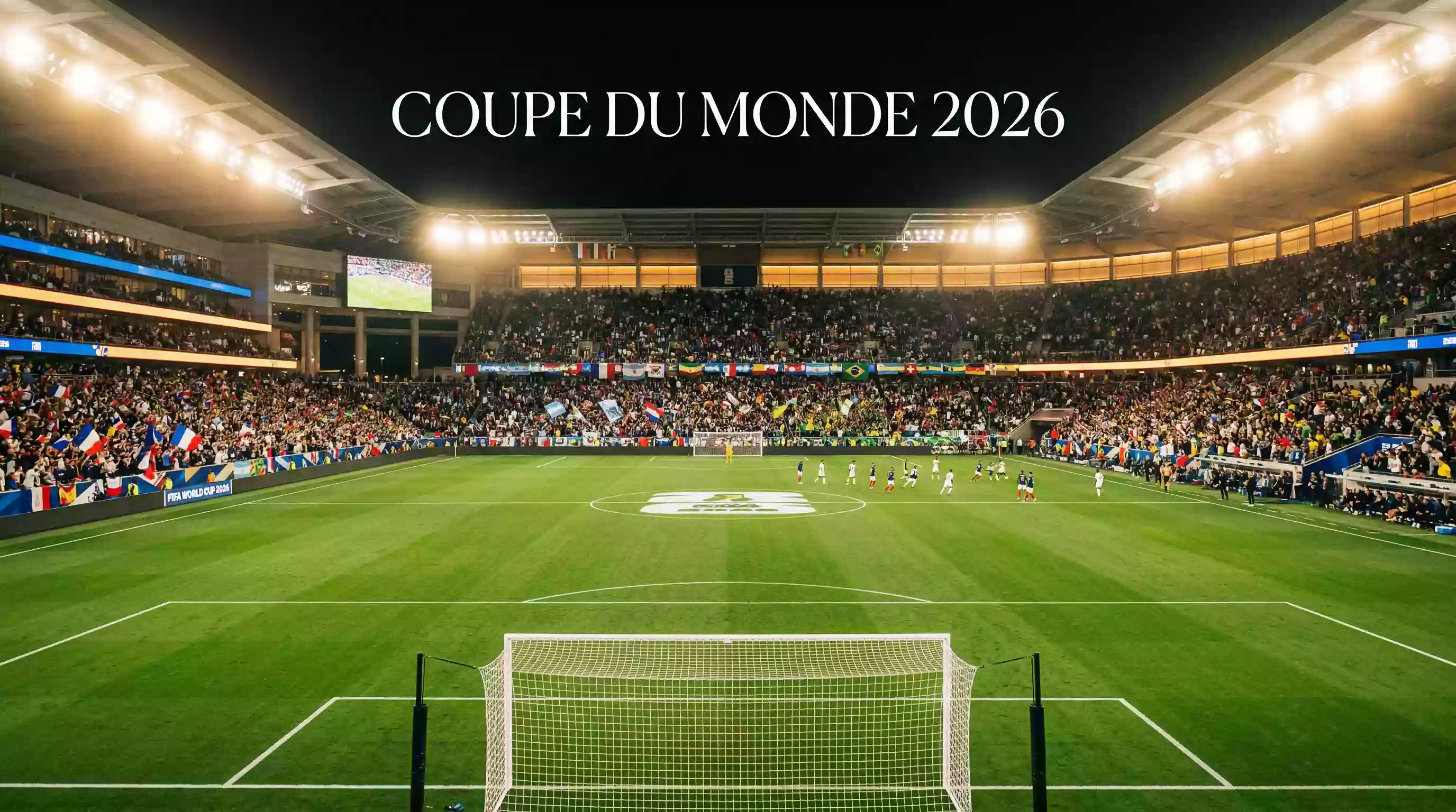 Stade de soccer lors d'un match de Coupe du Monde avec supporters